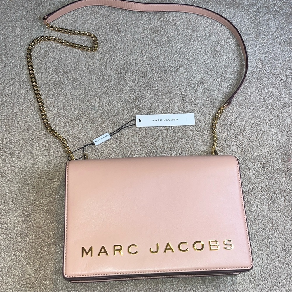 Marc Jacob’s Pink rose large crossbody gold chain designer with gift bag leather - Picture 1 of 16